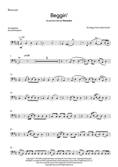 Beggin' (arr. Samuel Sequeira)