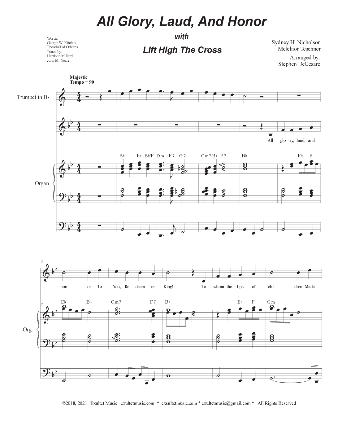 All Glory, Laud, And Honor (with "Lift High The Cross" - (Unison choir) (arr. Stephen DeCesare)