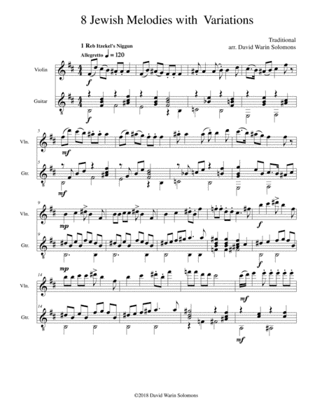 8 Jewish Melodies with Variations for violin and guitar (arr. David Warin Solomons)