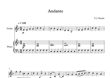 Andante (Surprise Symphony) - Franz Joseph Haydn (Violin + Piano) (arr. Digital Book Music)