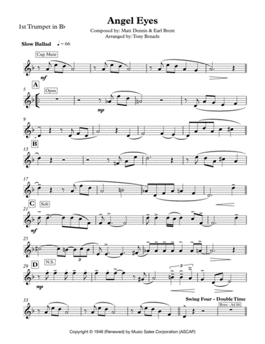 Angel Eyes (arr. Tony Benade)