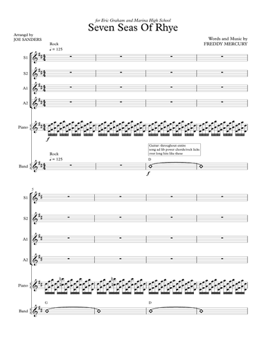 Seven Seas Of Rhye (arr. Joe Sanders)