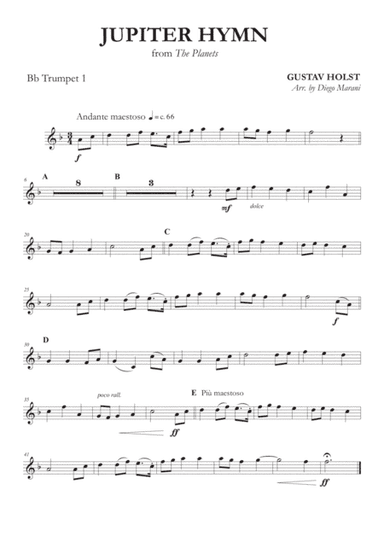 Jupiter Hymn from "The Planets" for Brass Quintet (arr. Diego Marani)