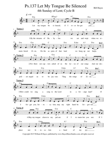 Psalm 137:  Let My Tongue Be Silenced (leadsheet)