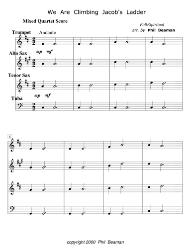We Are Climbing Jacob's Ladder - mixed quartet 1 - brass and sax (arr. Phil Beaman)
