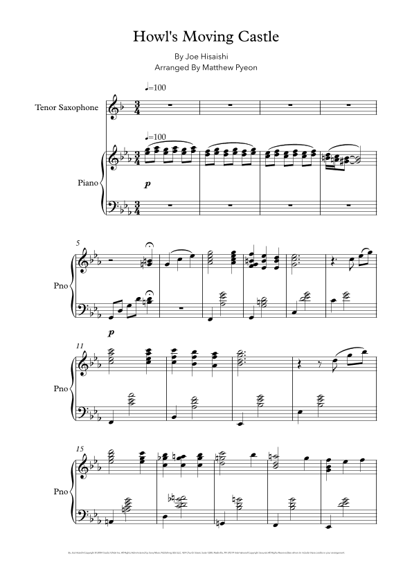 Howl's Moving Castle (arr. Matthew pyeon)
