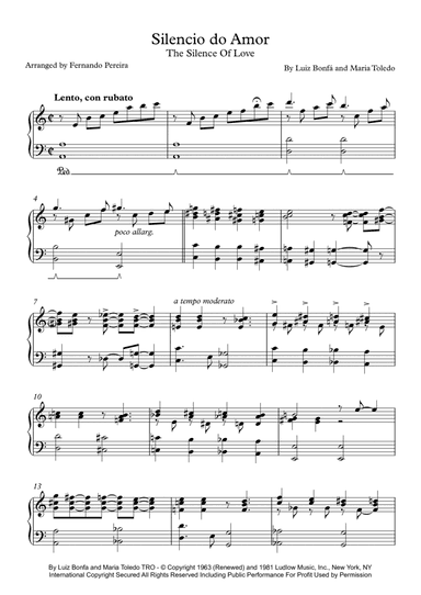 Silencio Do Amor (the Silence Of Love) (arr. Fernando Pereira)