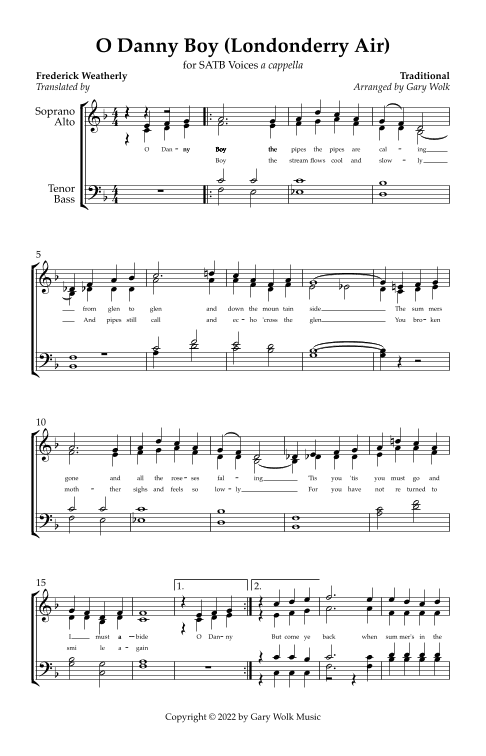 O Danny Boy (Londonderry Air) (arr. Gary Wolk)