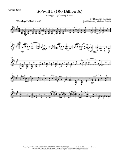 So Will I (100 Billion X) (arr. Sherry Lewis)