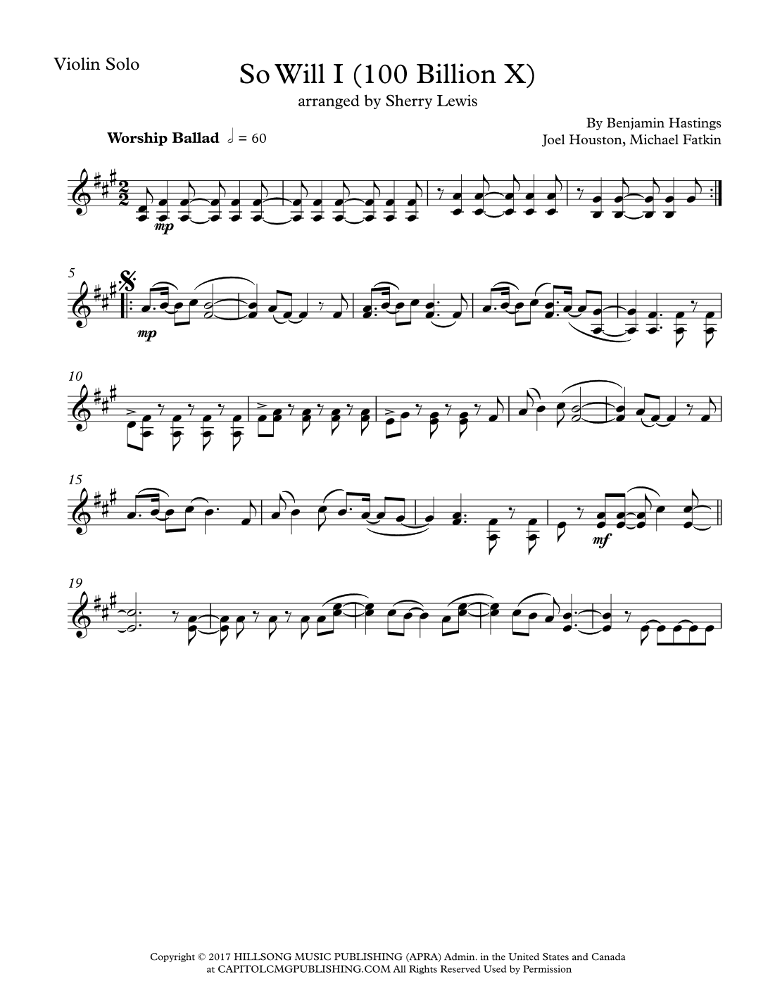 So Will I (100 Billion X) (arr. Sherry Lewis)