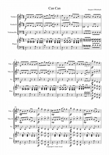 Can Can by Offenbach , arranged for Early/Beginner String Orchestra or Trio with Piano Accompanemnt (arr. Amir Awad)