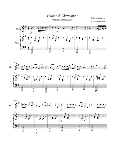 Spring song. Oboe and piano (arr. Ester Alessandrini)