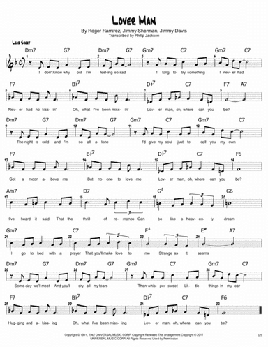 Lover Man (oh, Where Can You Be?) (arr. Philip Jackson)