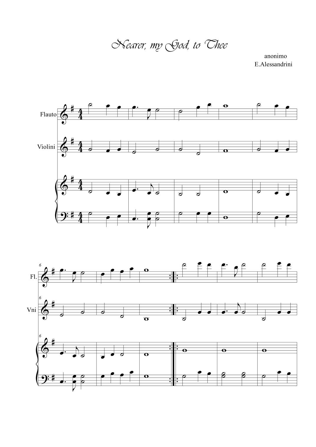Nearer my God to thee - Score Only (arr. Ester Alessandrini)