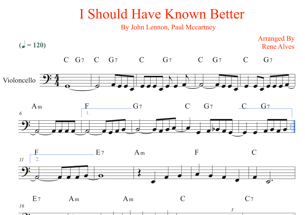 I Should Have Known Better (arr. Rene Alves)