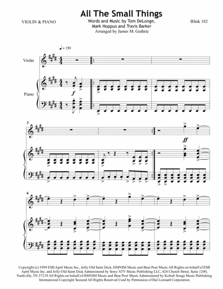 All The Small Things (arr. James M. Guthrie, ASCAP)