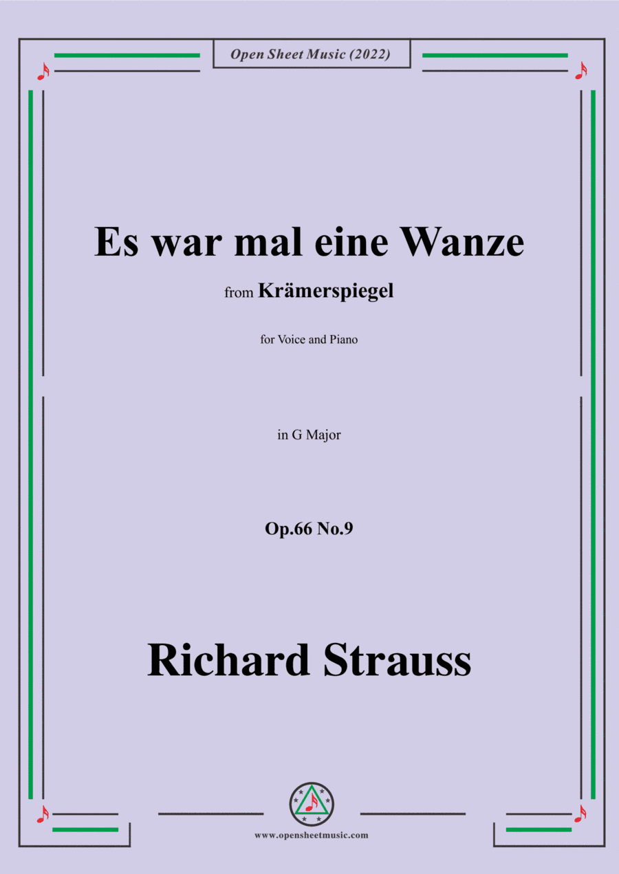 Richard Strauss-Es war mal eine Wanze,in G Major,Op.66 No.9,for Voice and Piano (arr. Open Cloud)