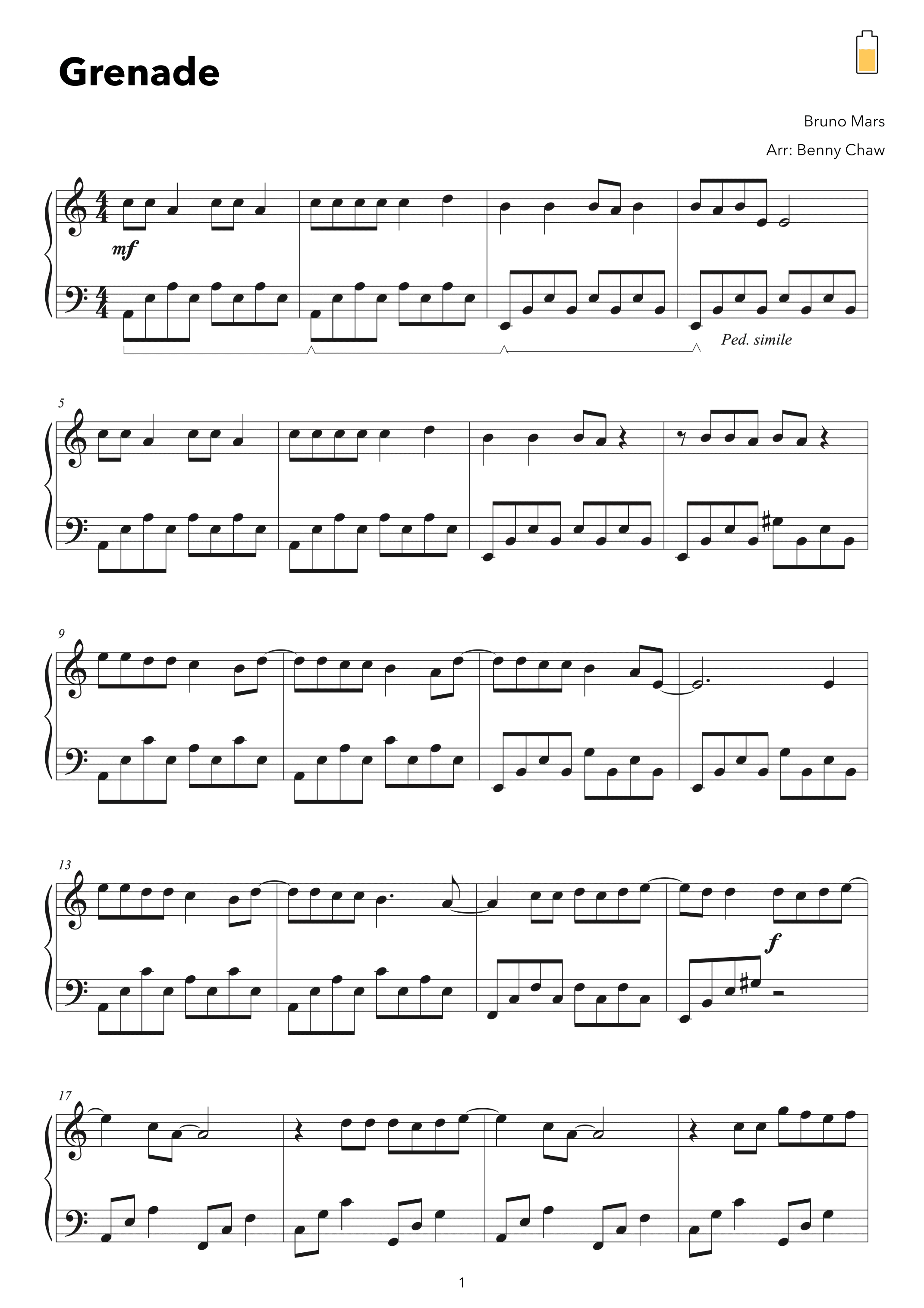 Grenade (arr. Benny Chaw)