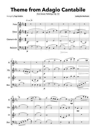 Theme From Adagio Cantabile (from Sonata 'Pathétique' Op.13) (arr. Tiago Cordeiro)