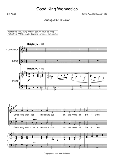 Good King Wenceslas - Two part choir (SB) Upper and Lower Voices (arr. Martin Dover)