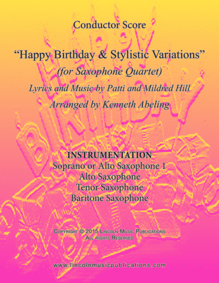 Happy Birthday and Stylistic Variations (for Saxophone Quartet SATB or AATB) (arr. Kenneth Abeling)