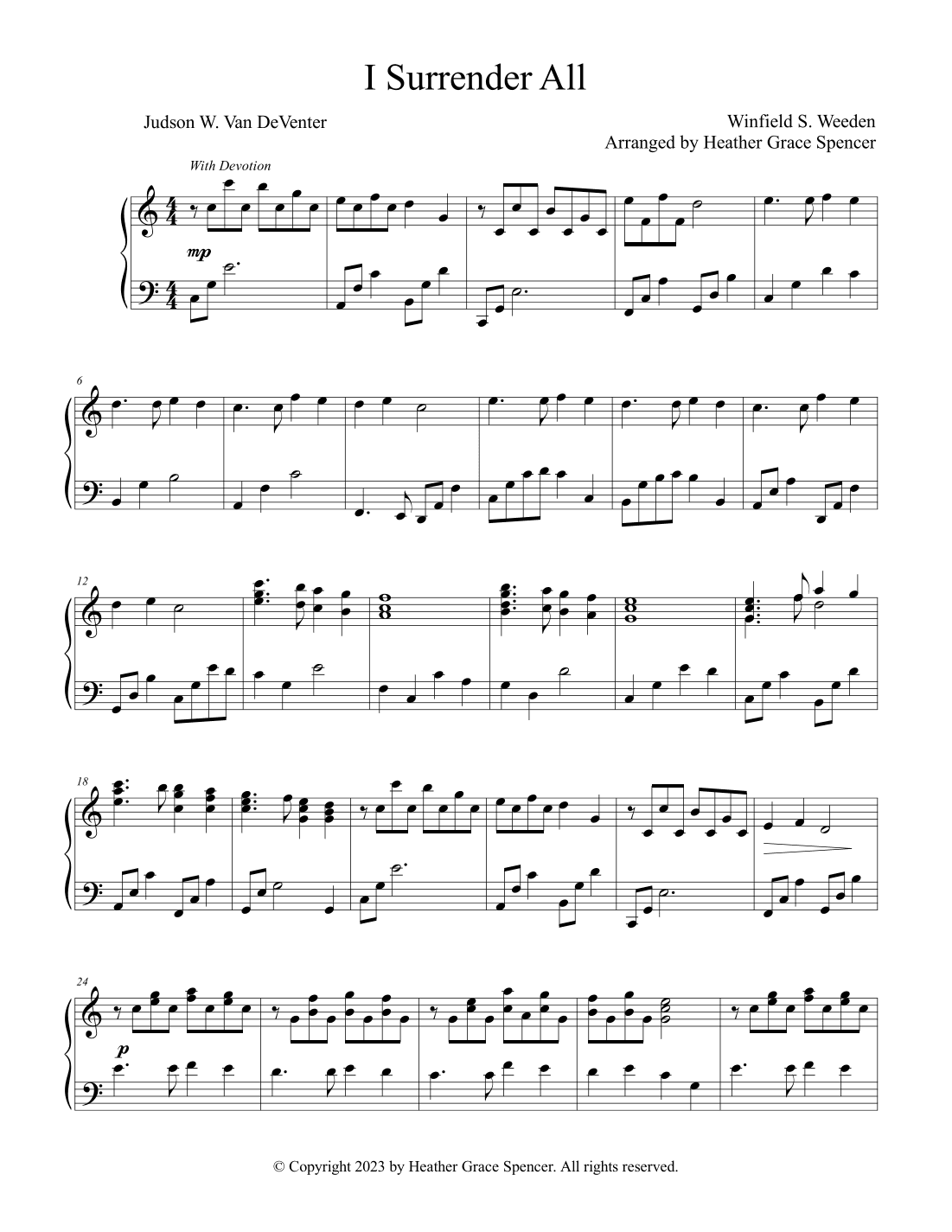 I Surrender All (arr. Heather Grace Spencer)