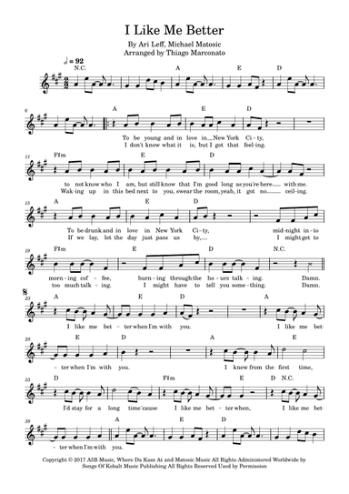 I Like Me Better (arr. Thiago Marconato)