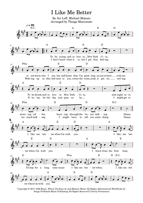 I Like Me Better (arr. Thiago Marconato)