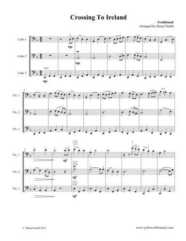 Crossing to Ireland traditional Celtic tune for cello trio (three cellos) (arr. Yellow Cello Music)