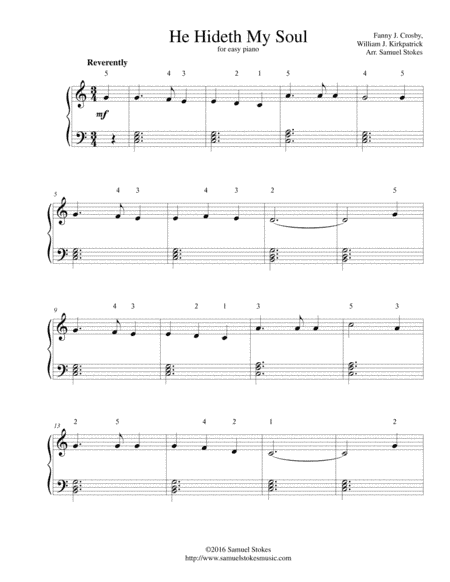 He Hideth My Soul (A Wonderful Savior is Jesus My Lord) - for easy piano (arr. Samuel Stokes)