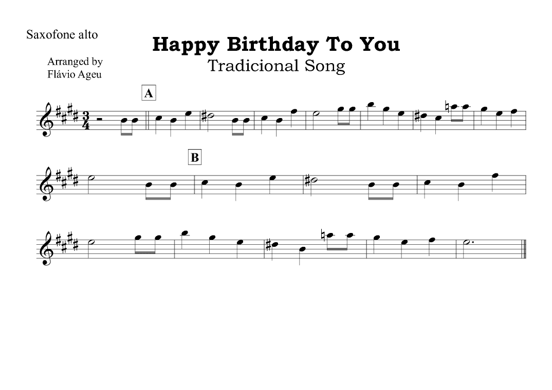 Happy Birthday To You (arr. Flávio Ageu)