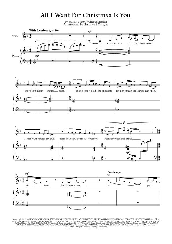 All I Want For Christmas Is You (arr. Henrique F Mangoni)