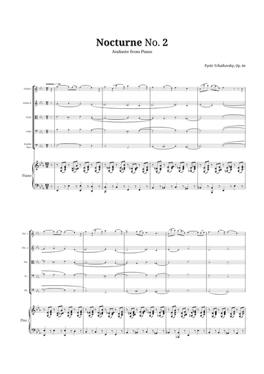Nocturne by Chopin for String Quintet and Piano (arr. Langanho)