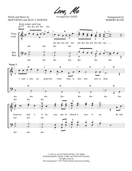 Love Me (arr. Robert Rund)