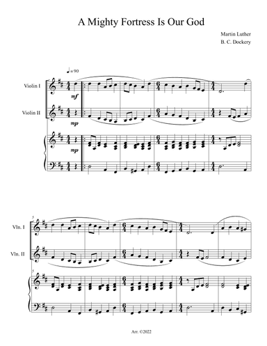 A Mighty Fortress is Our God (Violin Duet with Piano Accompaniment) (arr. B. C. Dockery)