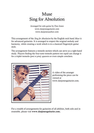 Sing For Absolution (arr. Dan Jones (www.danjonesguitarist.com))