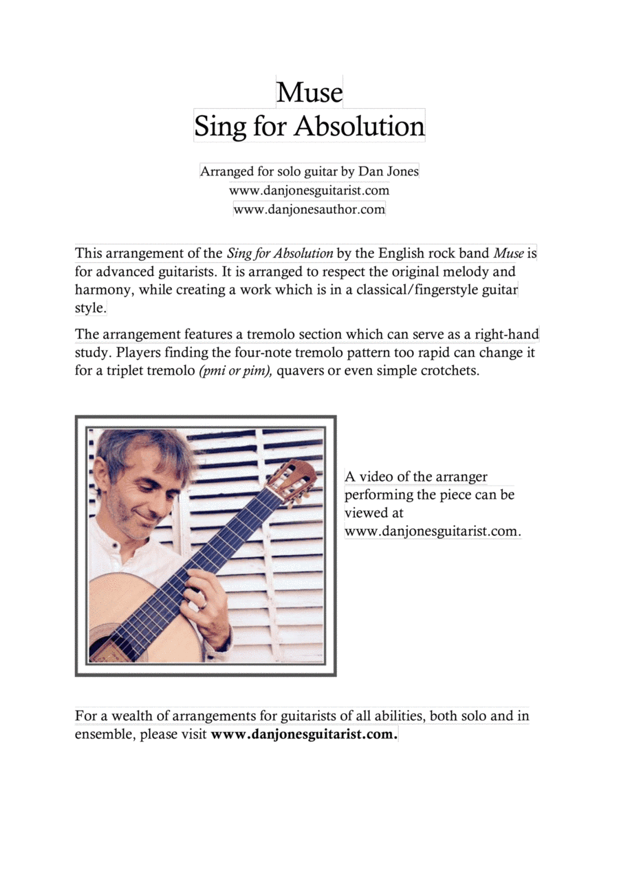 Sing For Absolution (arr. Dan Jones (www.danjonesguitarist.com))