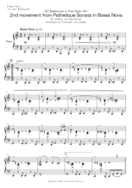 2nd movement from Pathetique Sonata in Bossa Nova (arr. Tsuyoshi Yoroiguma)
