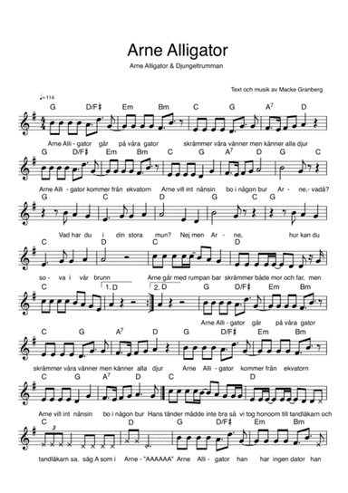 Arne Alligator (G -dur) - Arne Alligator & Djungeltrumman