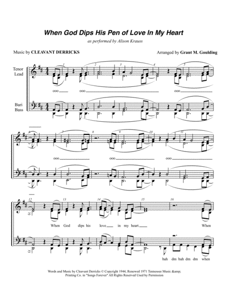 When God Dips His Love In My Heart (arr. Grant M. Goulding)