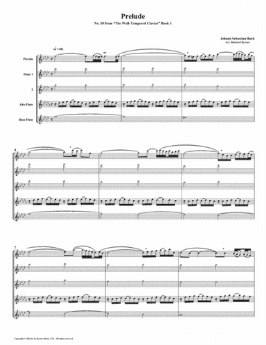 Prelude 10 from Well-Tempered Clavier, Book 1 (Flute Quintet) (arr. Richard Byrnes)