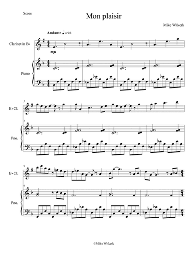 Mike Witkerk - Mon plaisir (Bb Clarinet and Piano)