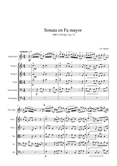 Sonata in F major HWV 370 Op. 1 Nr. 12 - 2nd Movement (Allegro) for solo violin and easy string orch (arr. Claudio Porstmann)