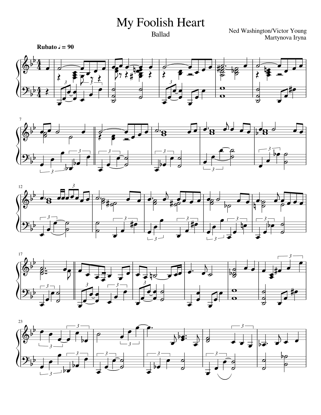 My Foolish Heart (arr. Iryna Martynova)