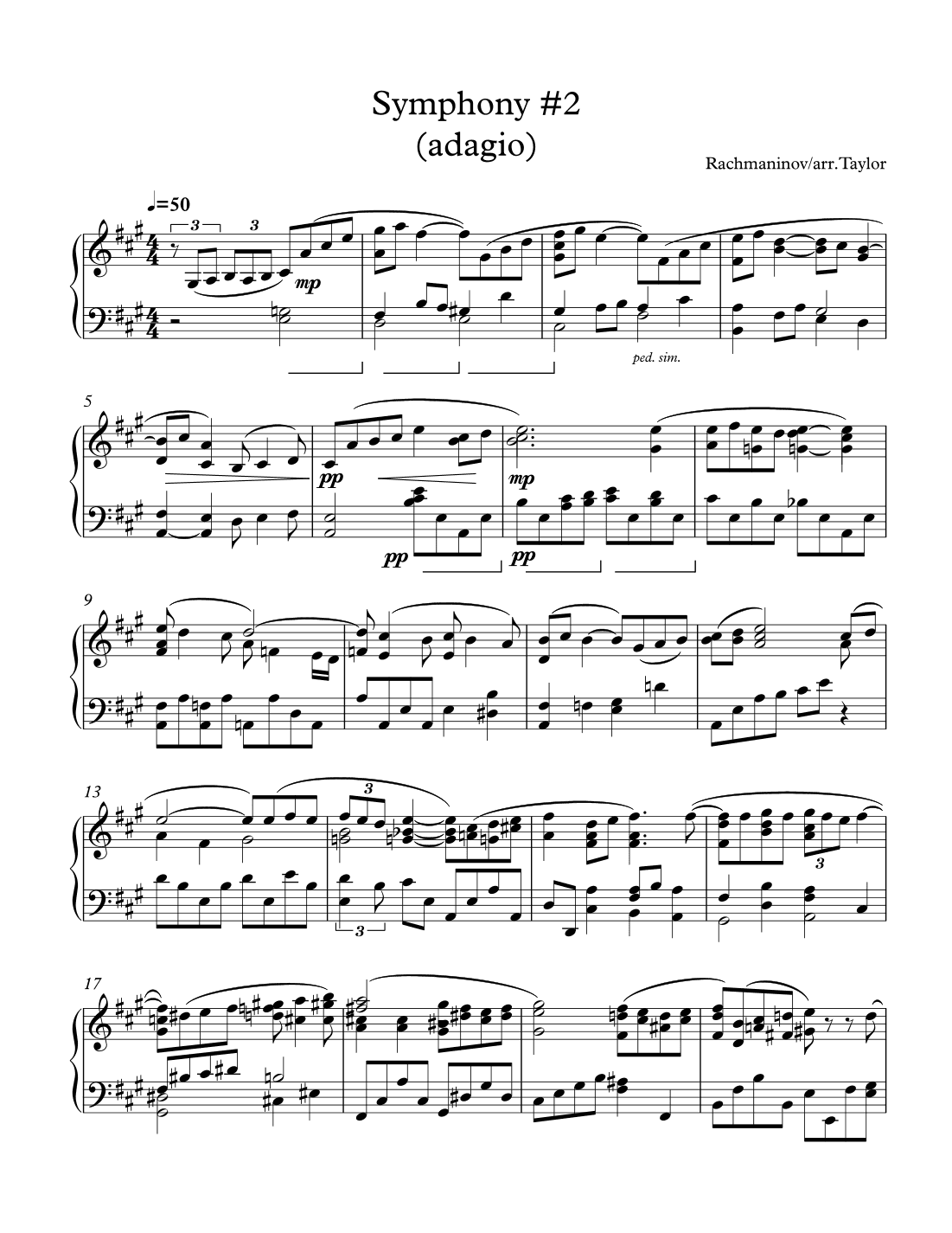 Rachmaninoff Second Symphony/III. Adagio (arr. Paul Taylor)