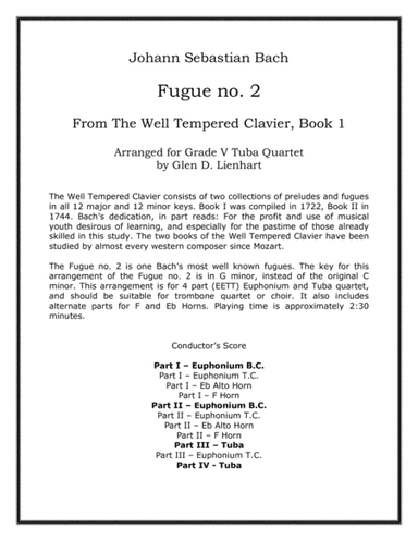 Fugue no. 2 (Tuba Quartet) (arr. Glen D. Lienhart)