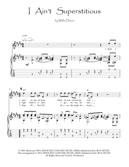 I Ain't Superstitious (arr. PianoSheetNow)