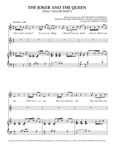 The Joker And The Queen (feat. Taylor Swift) (arr. Whitney Lussier)