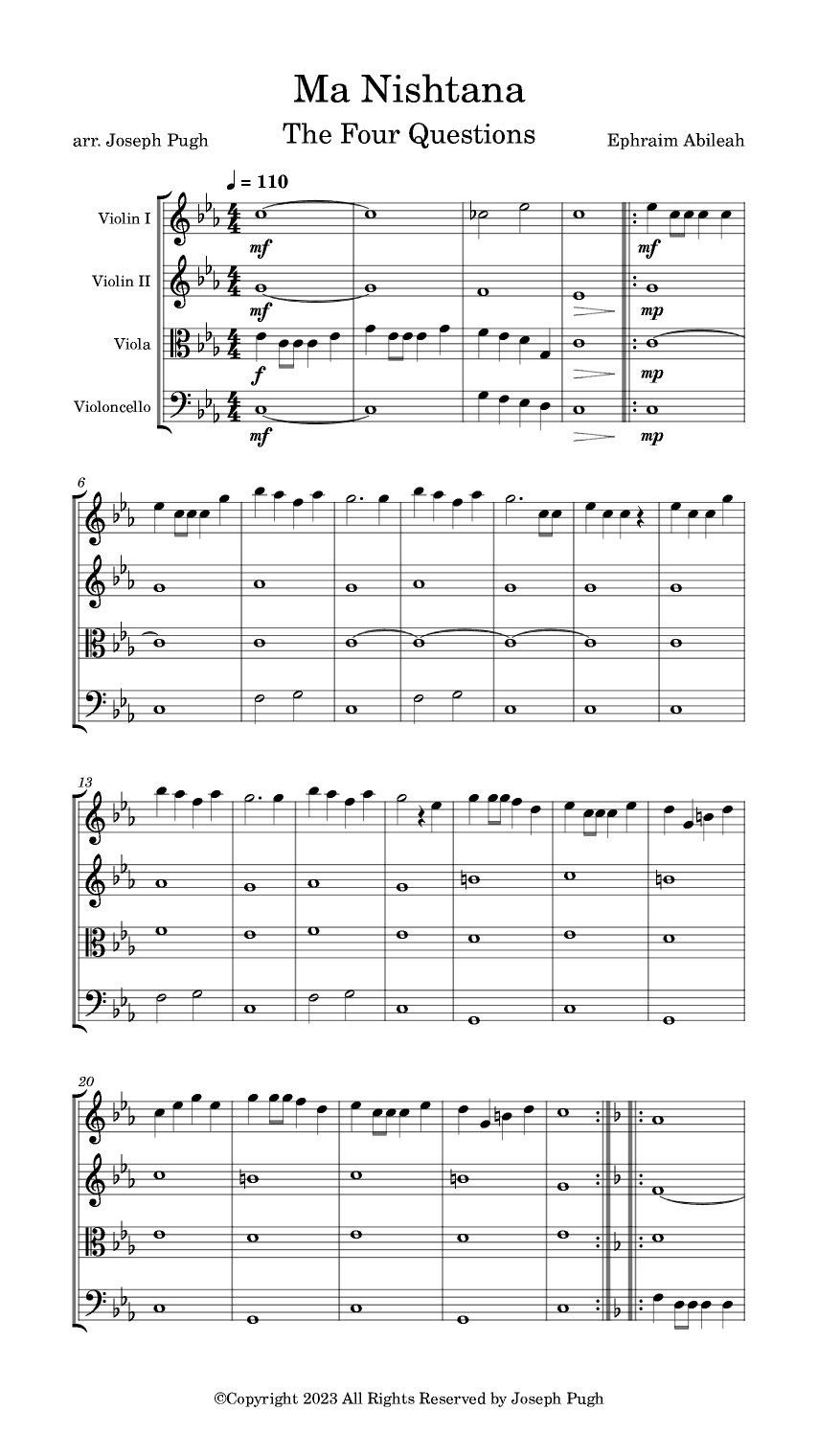 The Four Questions(Ma Nishtana) (arr. Joseph Pugh)