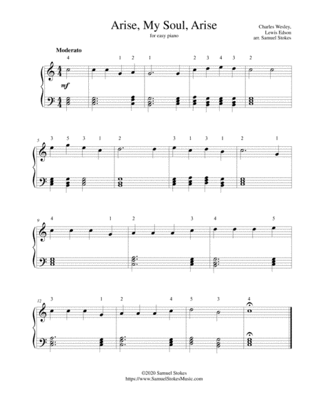 Arise, My Soul, Arise - for easy piano (arr. Samuel Stokes)